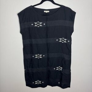 EILEEN FISHER Folklore Organic Cotton Jacquard Dress Black Lagenlook